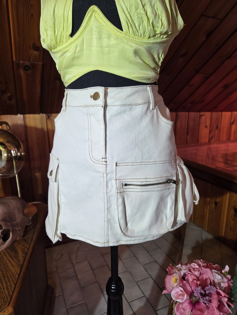 White Utility Mini Skirt By No Vaccancy Size Large